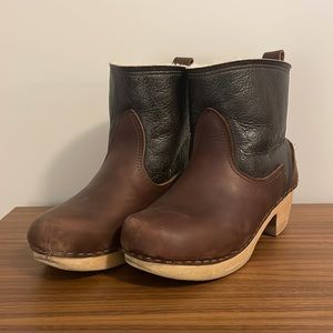 No. 6 Brown Shearling Clog Boots